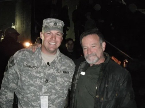 Nick Edwards with a colleague in an early military-era photo