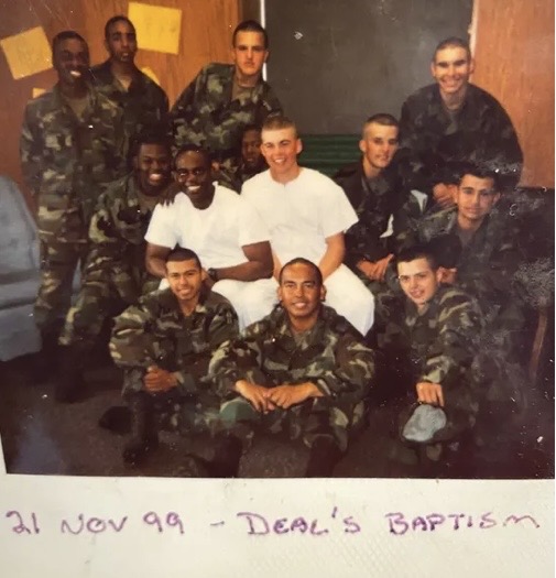 Service-era group photo with fellow soldiers